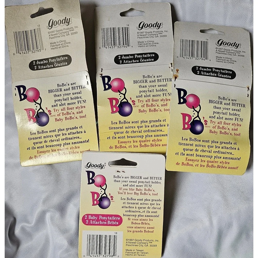 Vintage 1990 Lot Of 4 Goody Bobo Ponytail Balls Big & Little Colorful Girls Fun